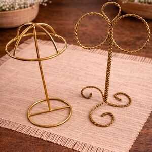 Tripar Vtg Gold Rope Towel Holder & Standing‎ Wig,Cap Racks Holder Organizer